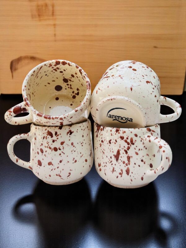Set de 4 Tazas de Cerámica de 12 oz – Decorado Salpicado Café – Diseño Artesanal Hecho a Mano – Estilo Natural para Café, Té o Chocolate