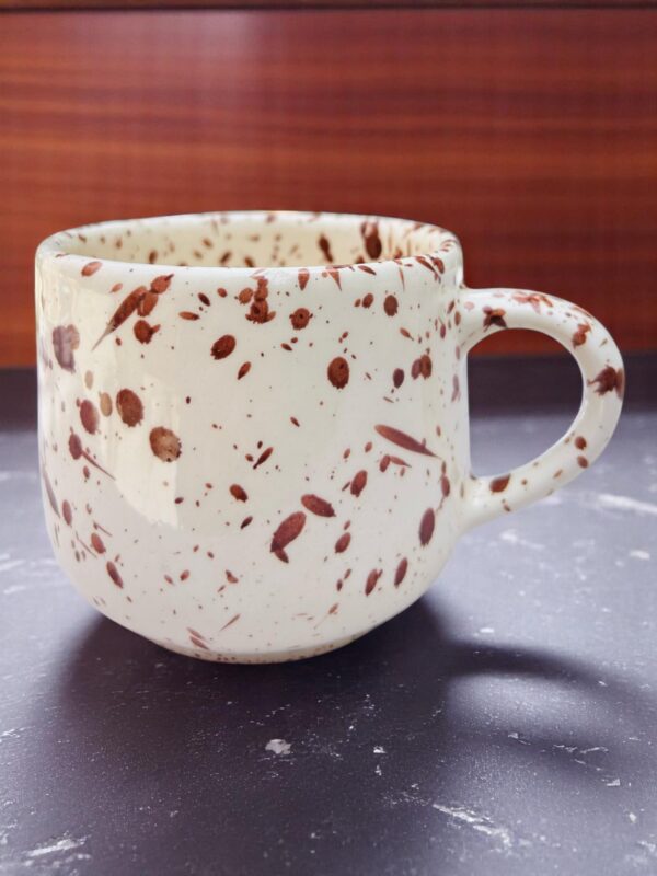 Set de 4 Tazas de Cerámica de 12 oz – Decorado Salpicado Café – Diseño Artesanal Hecho a Mano – Estilo Natural para Café, Té o Chocolate - Imagen 3