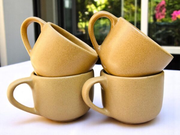 Set de 4 Tazas de Gres de Alta Resistencia – 16 oz – Color Avellana – Tazas Elegantes para Té o Chocolate Caliente - Imagen 4