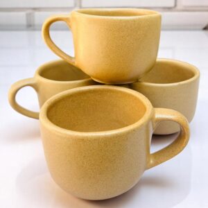 Set de 4 Tazas de Gres de Alta Resistencia – 16 oz – Color Avellana – Tazas Elegantes para Té o Chocolate Caliente