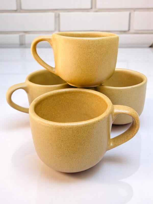 Set de 4 Tazas de Gres de Alta Resistencia – 16 oz – Color Avellana – Tazas Elegantes para Té o Chocolate Caliente