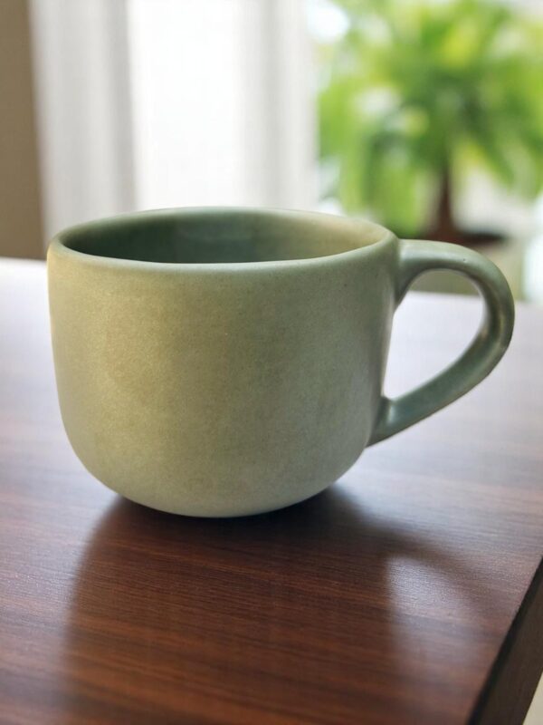Set de 4 Tazas de Gres de Alta Resistencia – 16 oz – Verde Oliva  – Tazas Elegantes para Té o Chocolate Caliente – - Imagen 3