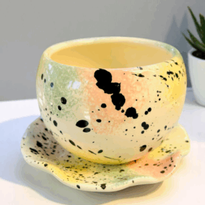 Maceta Decorativa de Cerámica con Plato Incluido – Diseño Moderno y Elegante  – Ideal para Plantas, Suculentas o Decoración - Chica